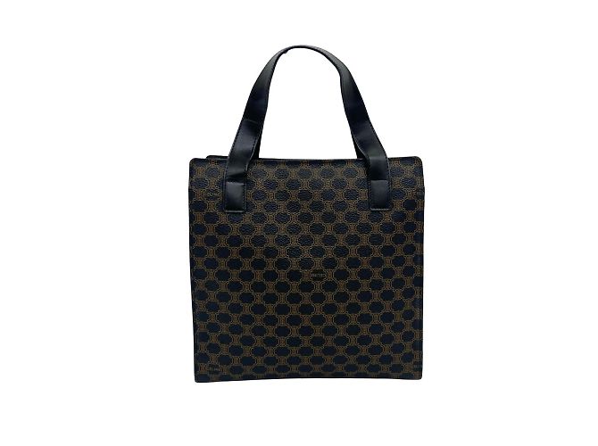 Céline Lederhandtasche mit Macadam Blason Muster CELINE / Mini Tote Bag Braun Schwarz - Ansicht 3