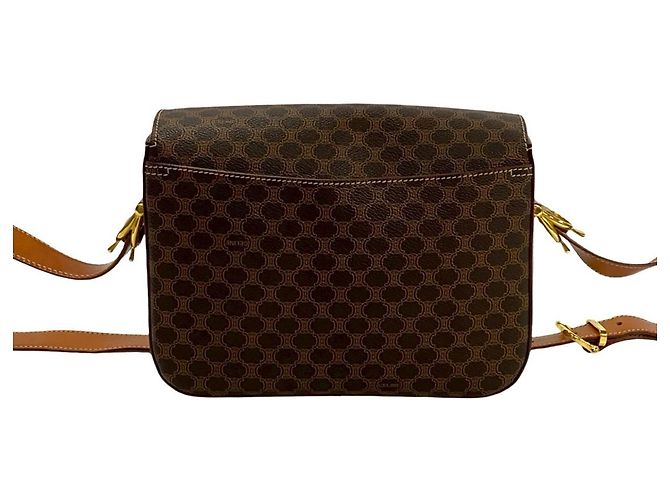 Céline Borsa a spalla in pelle con stampa Blason Triomphe Macadam di Celine Marrone - vista 4