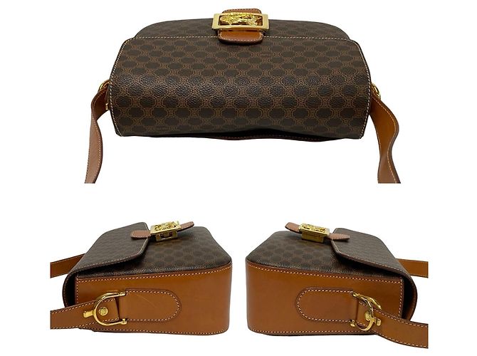 Céline Borsa a spalla in pelle con stampa Blason Triomphe Macadam di Celine Marrone - vista 5