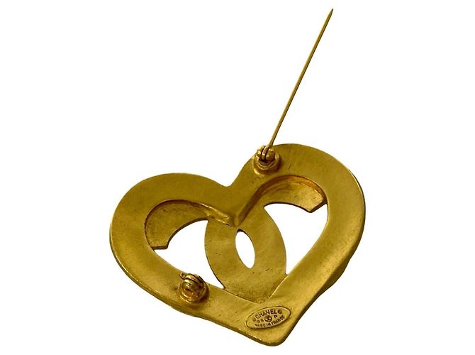 Spilla placcata in oro con motivo a cuore Coco Mark di Chanel D'oro - vista 3