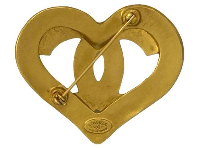 Spilla placcata in oro con motivo a cuore Coco Mark di Chanel D'oro - vista 4