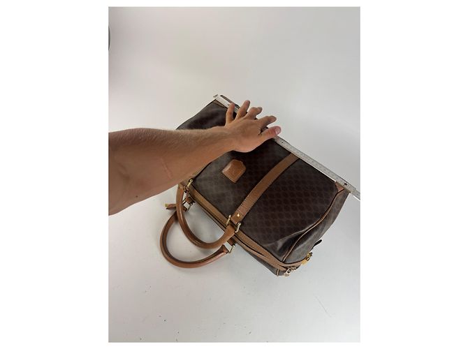 Céline Borsa da viaggio vintage Celine Paris Monogram Triomphe marrone - vista 11