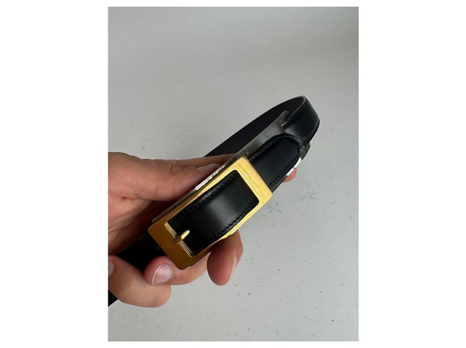 Vintage Gianni Versace Ledergürtel schwarz - Ansicht 2