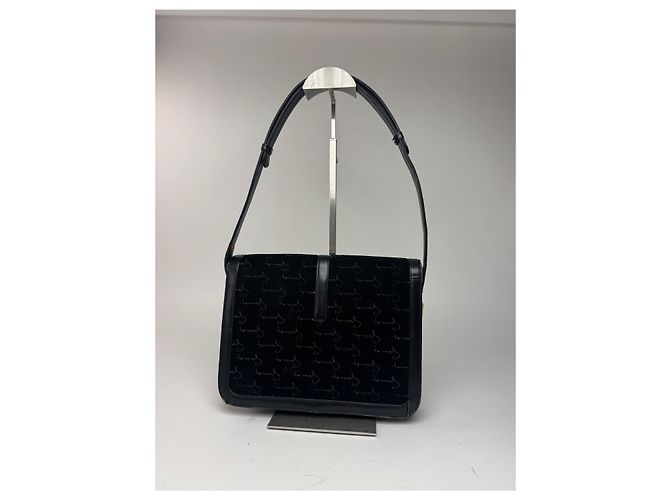 Vintage Givenchy Woll-Leder Monogramm Tasche schwarz braun - Ansicht 15