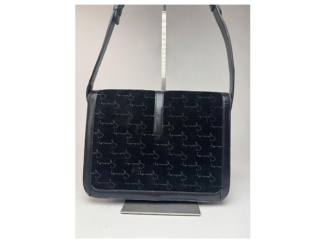 Vintage Givenchy Woll-Leder Monogramm Tasche schwarz braun - Ansicht 3