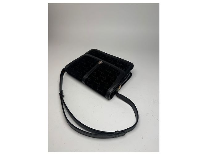 Vintage Givenchy Woll-Leder Monogramm Tasche schwarz braun - Ansicht 5