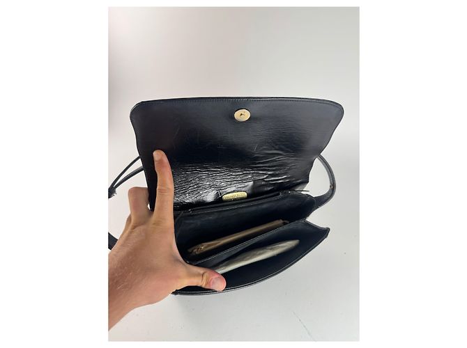 Vintage Givenchy Woll-Leder Monogramm Tasche schwarz braun - Ansicht 7
