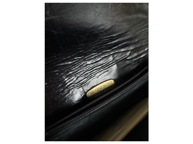 Vintage Givenchy Woll-Leder Monogramm Tasche schwarz braun - Ansicht 8