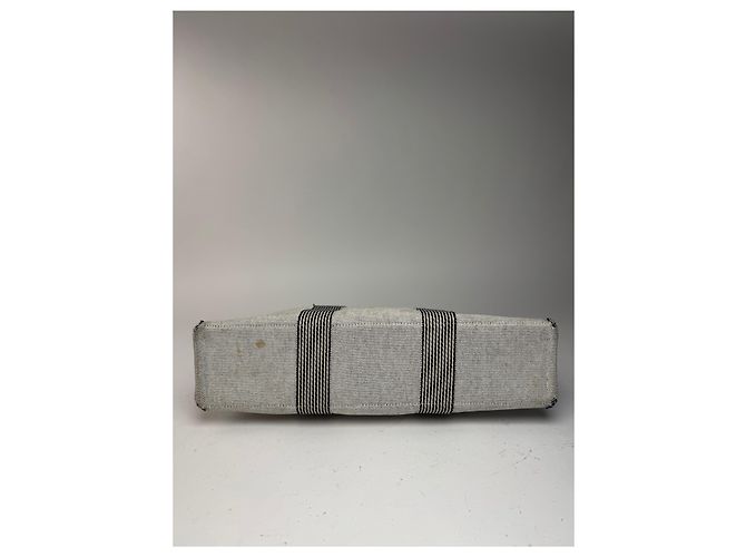 Vintage Hermès Tote Tasche aus weißer Baumwolle - Ansicht 11