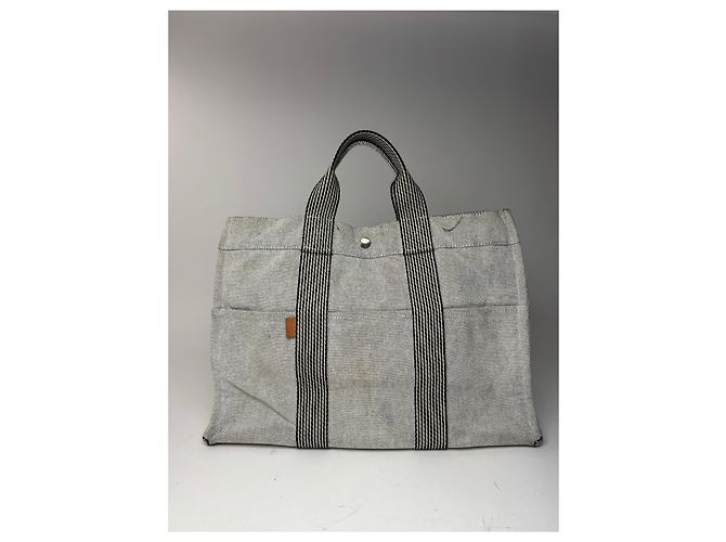 Vintage Hermès Tote Tasche aus weißer Baumwolle - Ansicht 14