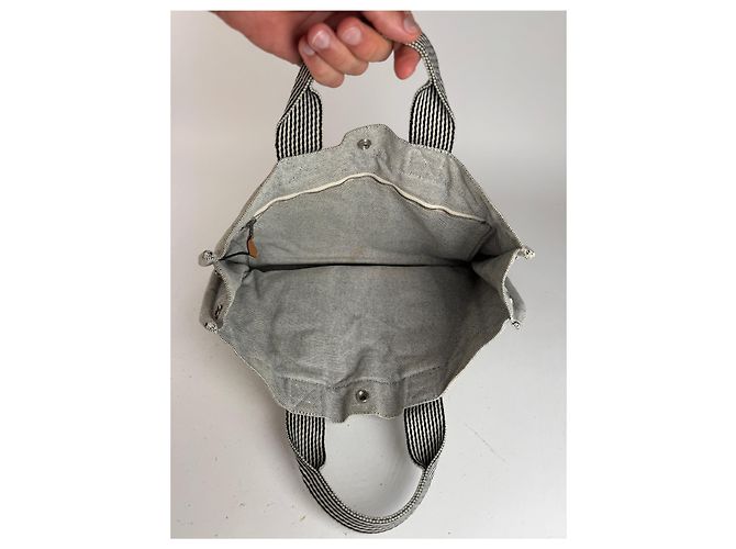 Vintage Hermès Tote Tasche aus weißer Baumwolle - Ansicht 3
