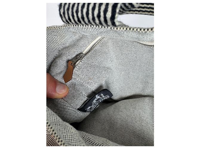 Vintage Hermès Tote Tasche aus weißer Baumwolle - Ansicht 4
