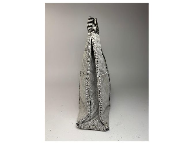 Vintage Hermès Tote Tasche aus weißer Baumwolle - Ansicht 8