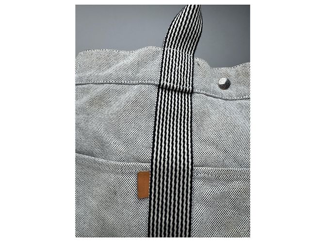 Vintage Hermès Tote Tasche aus weißer Baumwolle - Ansicht 9
