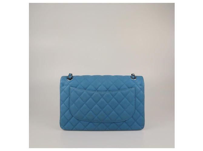 Chanel Blau Gequiltete Kaviar Jumbo Classic Double Flap Tasche - Ansicht 3