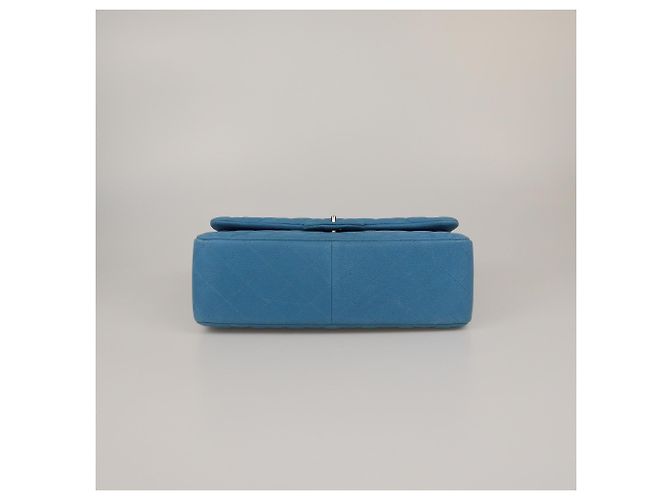 Chanel Blau Gequiltete Kaviar Jumbo Classic Double Flap Tasche - Ansicht 4