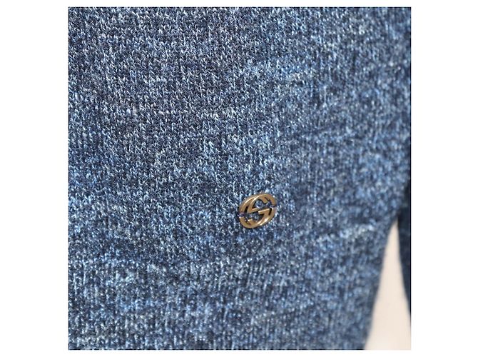 Gucci Navyblauer Strick-Polo-Pullover mit langen Ärmeln Marineblau - Ansicht 5
