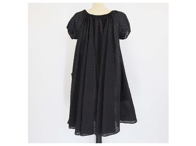 Hermès Hermes Schwarzes Karomuster Kurzarm-Minikleid - Ansicht 3
