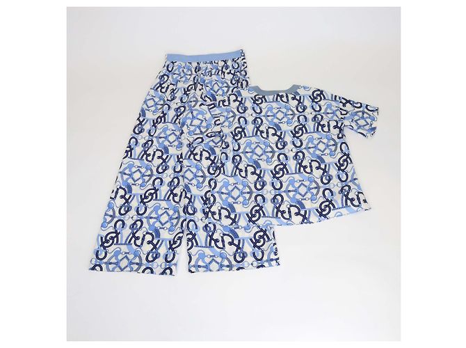 Set top e pantaloni stampati blu/bianco con collo rotondo Hermès - vista 3