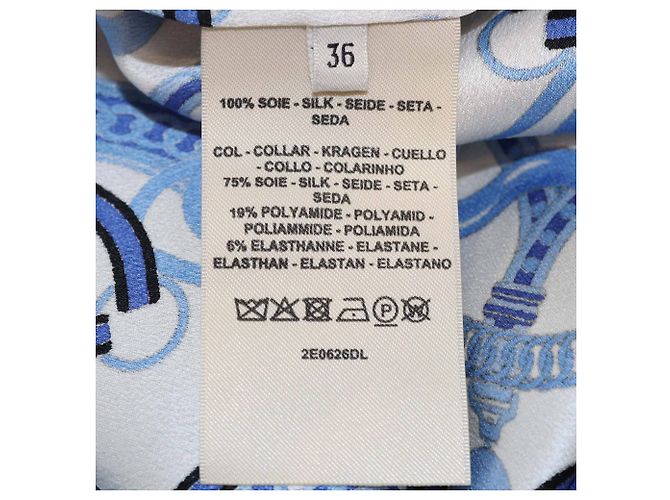 Set top e pantaloni stampati blu/bianco con collo rotondo Hermès - vista 6