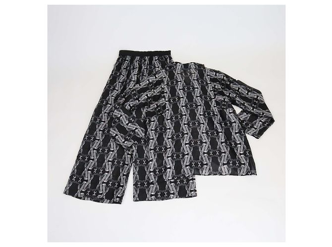 Set di camicia a maniche lunghe e pantaloni stampati nero/bianco Hermès - vista 3