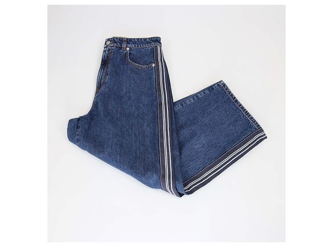 Jeans cropped boyfriend de denim azul Alexander McQueen - vista 3