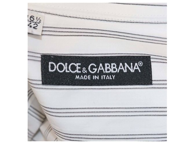 Camisa de botones de manga tres cuartos a rayas blanca/negra de Dolce & Gabbana - vista 5