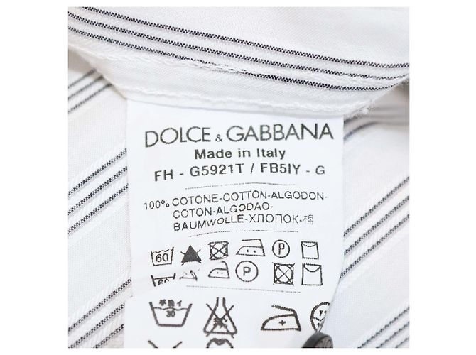 Camisa de botones de manga tres cuartos a rayas blanca/negra de Dolce & Gabbana - vista 6
