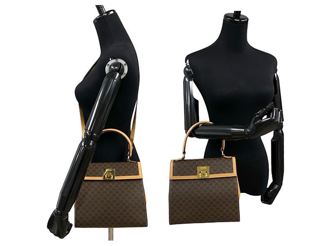 Céline Borsa a mano Celine Macadam Blason Triomphe Marrone - vista 2