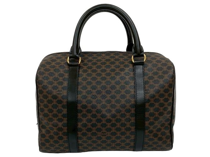 Céline Borsa in pelle Blason Triomphe Macadam di CELINE Marrone Nero - vista 3