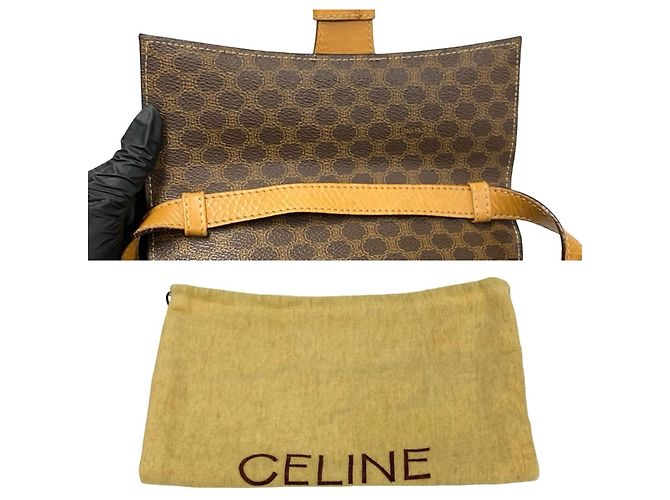 Céline Borsa a spalla in pelle Celine Macadam Blason Triomphe con motivo medaglia e moneta Marrone - vista 9