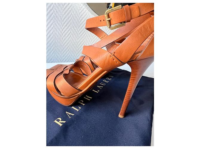 Ralph Lauren Collection Ralph Lauren offene Pumps High-End-Kollektion Kamel - Ansicht 5