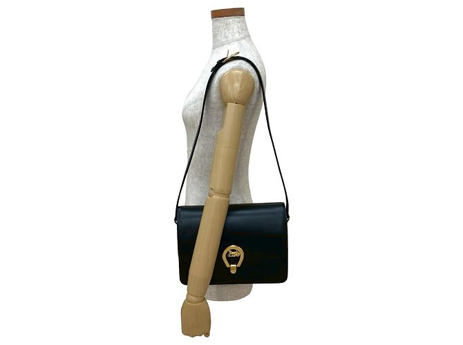 Céline Borsa semi-spalla in pelle Horseshoe di Celine Nero - vista 2