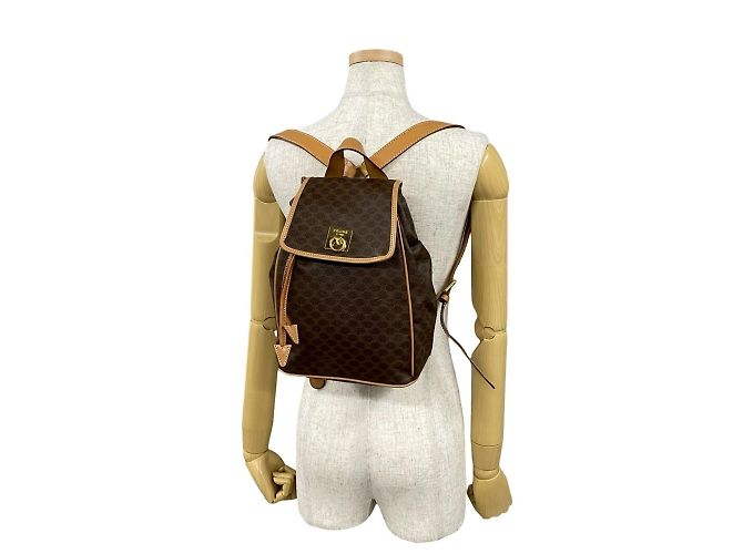 Céline Celine Macadam Blason Triomphe Print Leather Backpack Brown - view 2