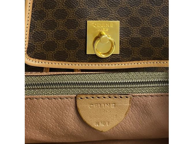 Céline Celine Macadam Blason Triomphe Print Leather Backpack Brown - view 3