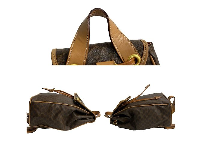 Céline Celine Macadam Blason Triomphe Print Leather Backpack Brown - view 5