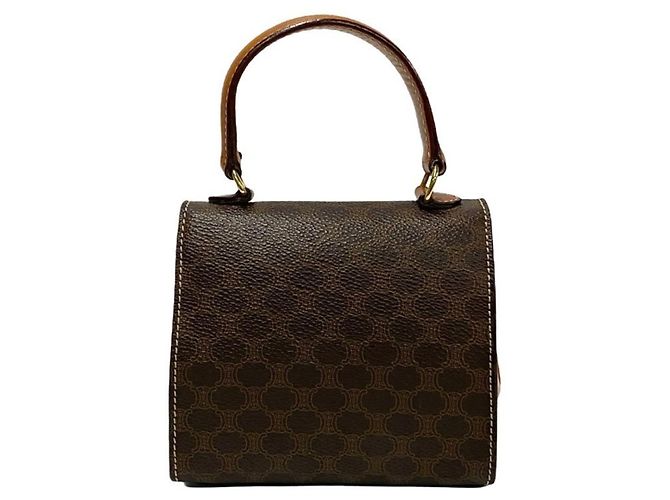Céline Mini borsa in pelle con hardware Celine Macadam Blason Marrone - vista 4