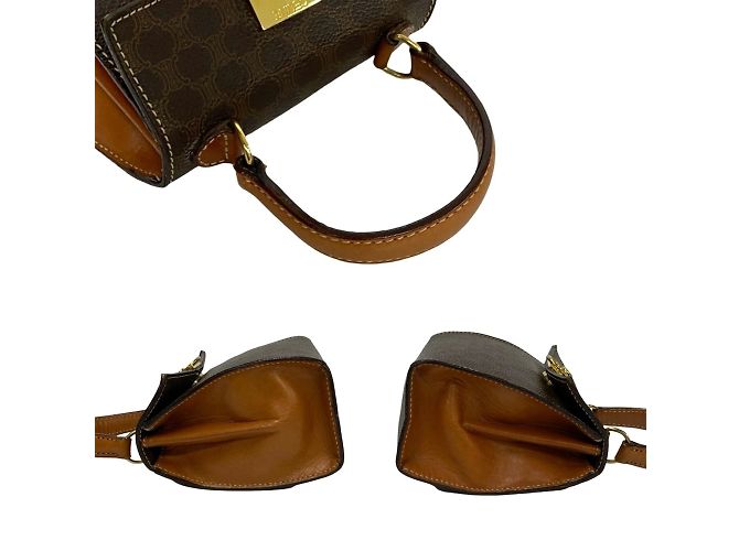 Céline Mini borsa in pelle con hardware Celine Macadam Blason Marrone - vista 5