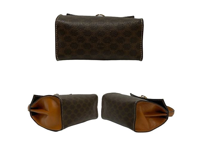 Céline Mini borsa in pelle con hardware Celine Macadam Blason Marrone - vista 6