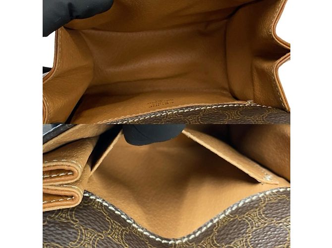 Céline Mini borsa in pelle con hardware Celine Macadam Blason Marrone - vista 9