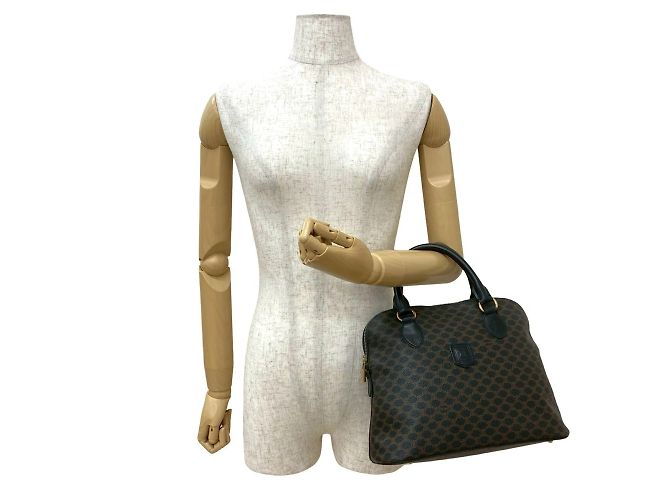 Céline Bolsa de couro com logo padrão Macadam Blason da CELINE / Bolsa Boston Marrom Preto - vista 2