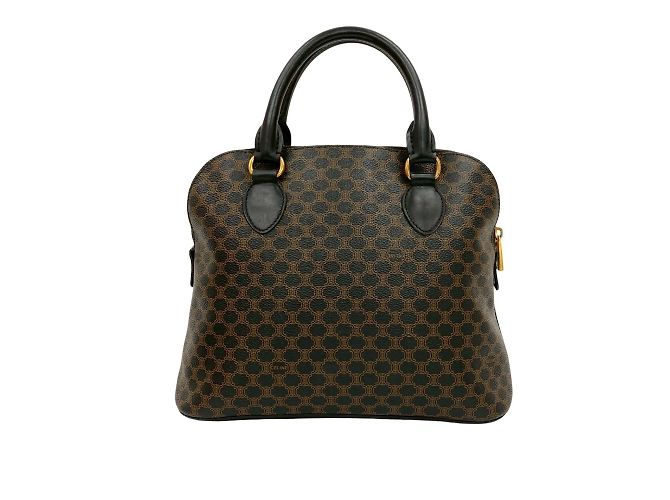 Céline Bolsa de couro com logo padrão Macadam Blason da CELINE / Bolsa Boston Marrom Preto - vista 3