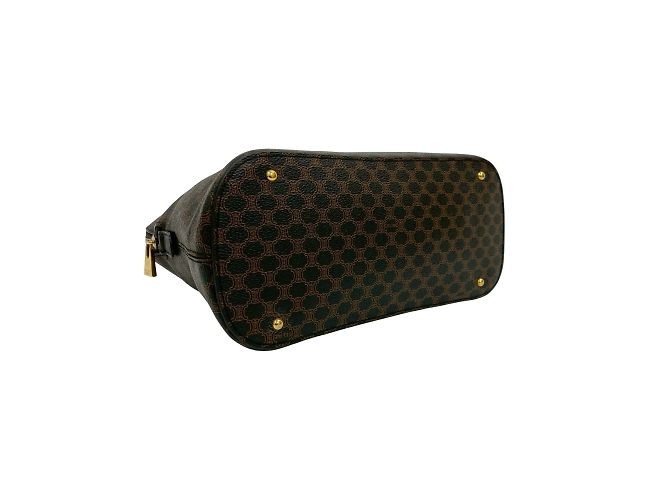 Céline Bolsa de couro com logo padrão Macadam Blason da CELINE / Bolsa Boston Marrom Preto - vista 7