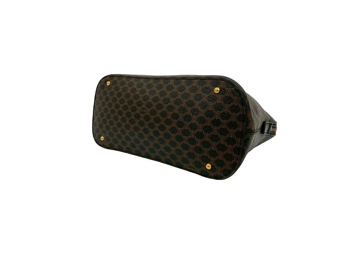 Céline Bolsa de couro com logo padrão Macadam Blason da CELINE / Bolsa Boston Marrom Preto - vista 8