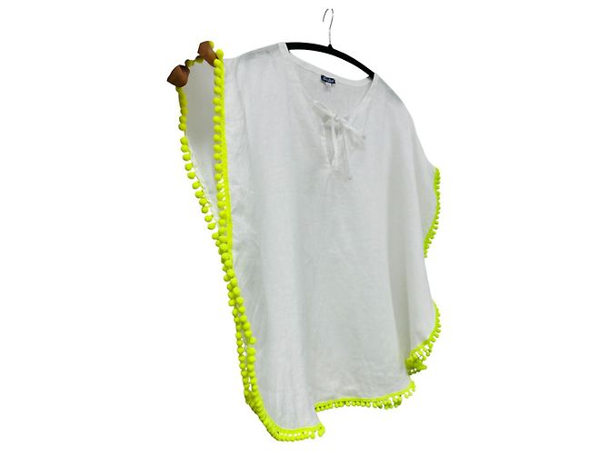 Autre Marque MC2 Saint Barth Top Poncho de lino blanco - vista 3