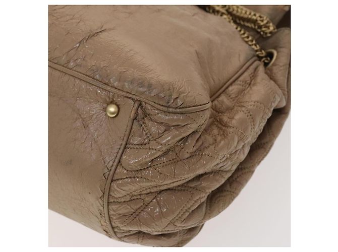 Bolsa de Ombro CHANEL em Couro Vinilado Bege Dourado CC Auth 133615 - vista 15