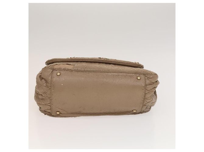 Bolsa de Ombro CHANEL em Couro Vinilado Bege Dourado CC Auth 133615 - vista 5