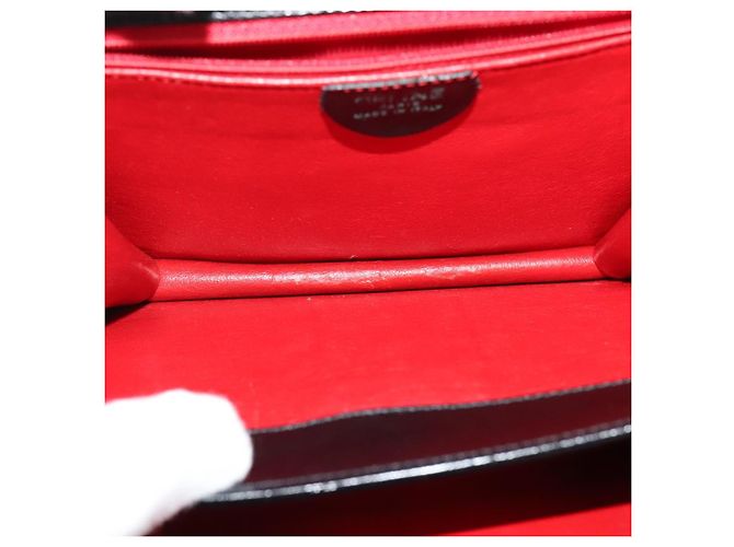 Céline Borsa a mano CELINE in pelle 2 in 1 nera e oro Auth sw1250 Nero D'oro - vista 11