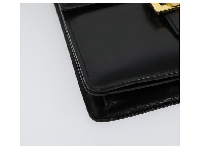 Céline Borsa a mano CELINE in pelle 2 in 1 nera e oro Auth sw1250 Nero D'oro - vista 16