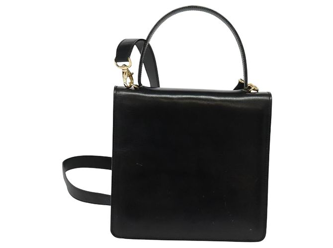 Céline Borsa a mano CELINE in pelle 2 in 1 nera e oro Auth sw1250 Nero D'oro - vista 2